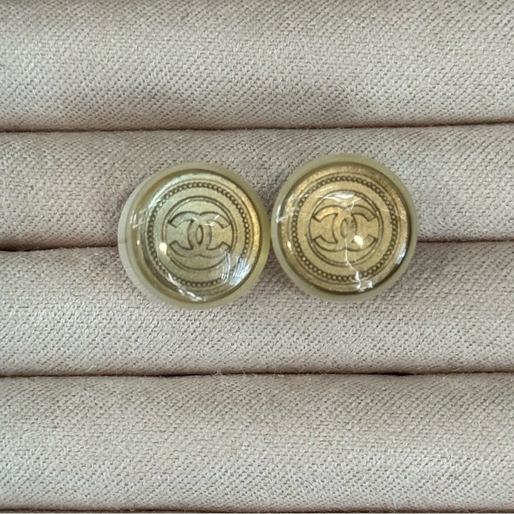 Chanel CC Gold Button Stud Earrings (2009) • Classic Chanel • Authentic